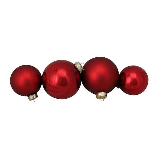 72ct. 2 Finish Red Glass Ball Ornaments